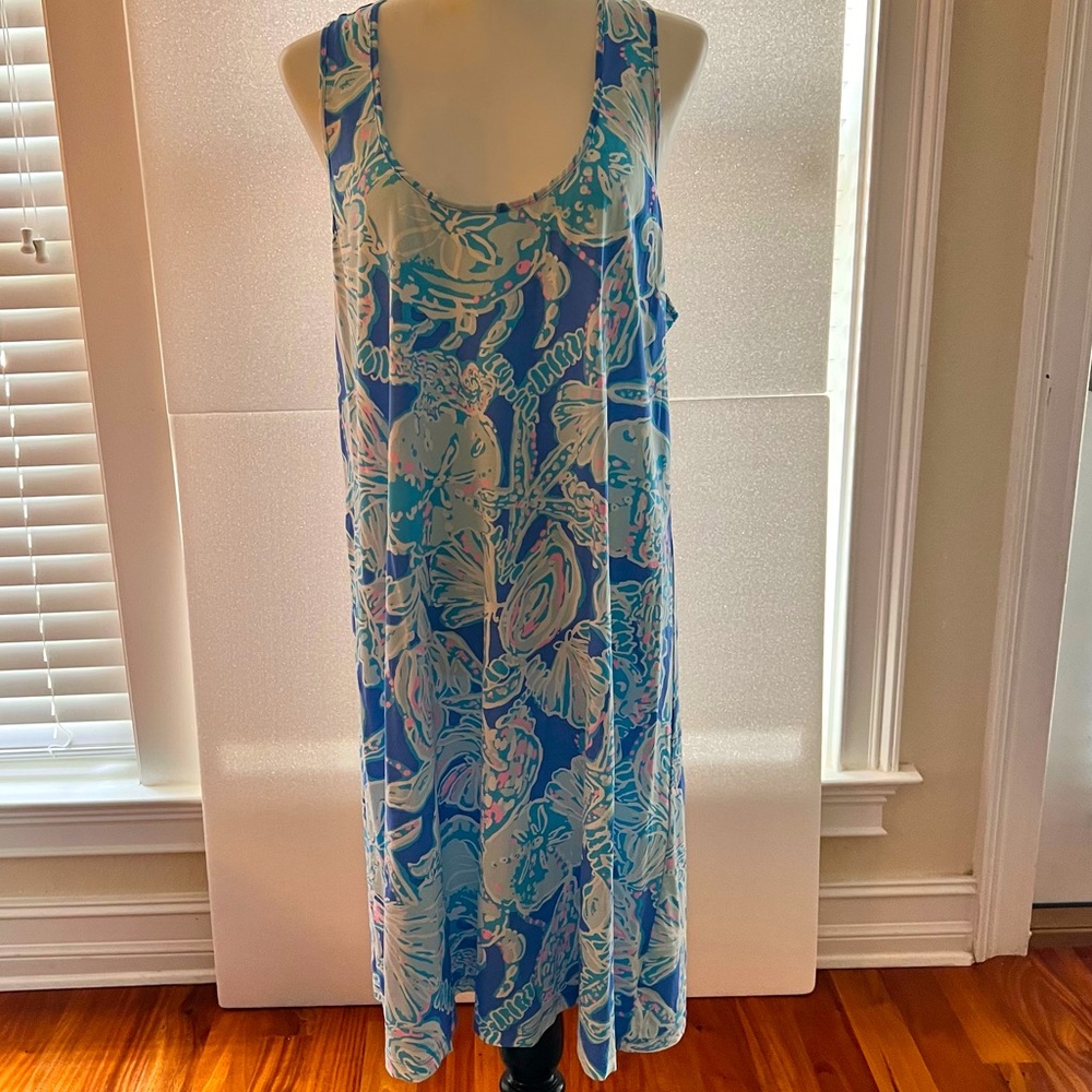 Lilly Pulitzer MELLE DRESS Blue Haven Pop Up Into the Deep Size XL
